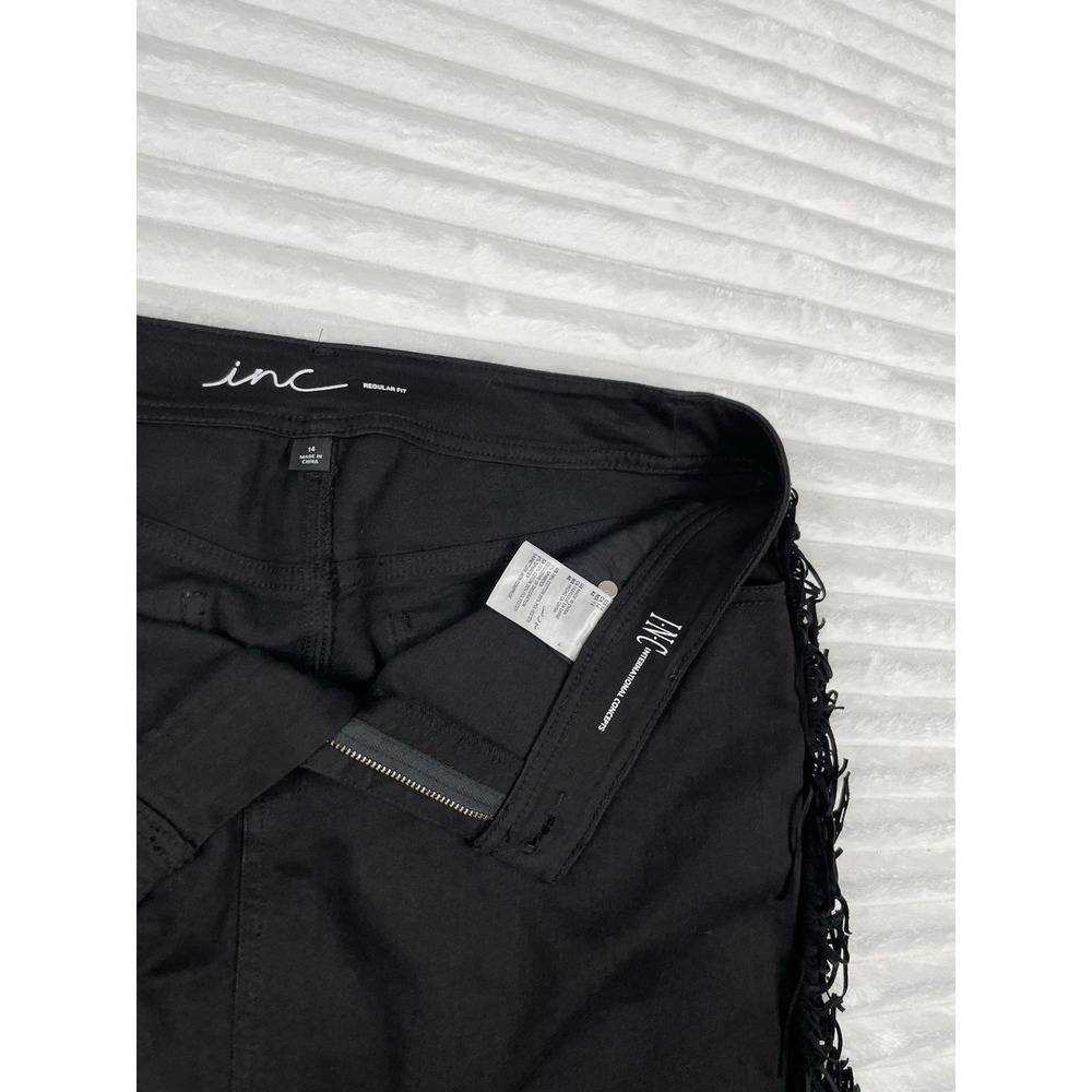 INC International Concepts Women's Fringe-Trim Denim Black Skirt Size 14 Western - Picture 5 of 9